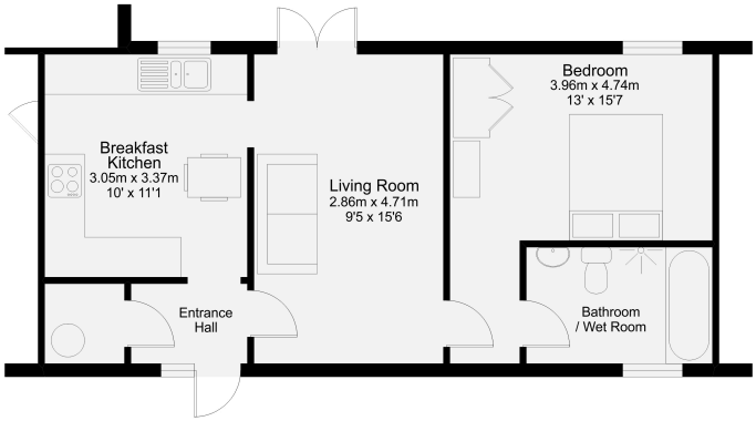 Floor Plan, Alice Cottage, Nene Valley Holiday Cottages, Northamptonshire Floor Plan