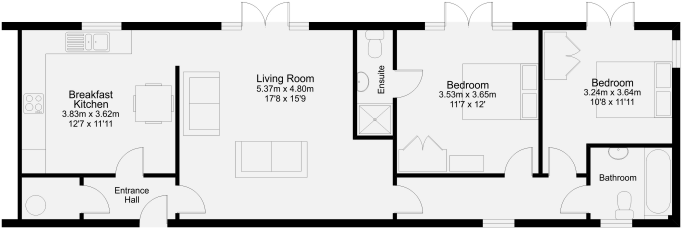 Floor Plan, Graham Cottage, Nene Valley Holiday Cottages, Northamptonshire Floor Plan